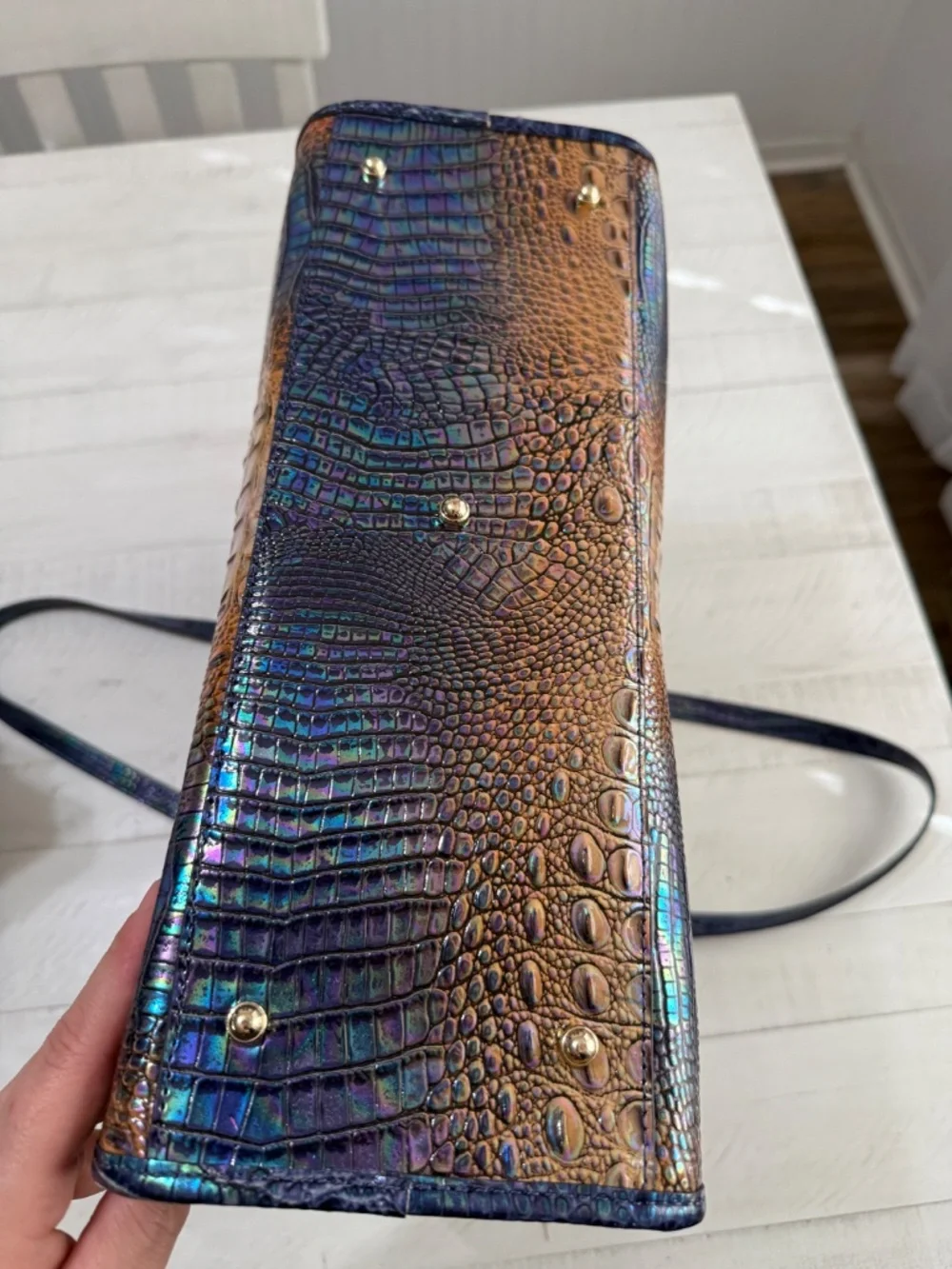 Brahmin Melbourne Croc Embossed Leather- BLUESTONE OMBRE MELBOURNE